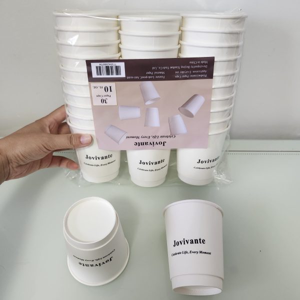 jovivante 10oz durable disposable paper cups – pack of 30, great for hot and cold drinks, everyday use
