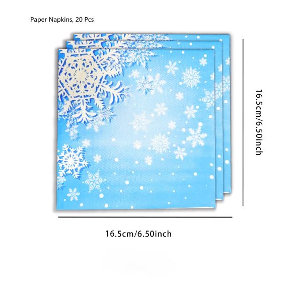 jovivante 80pcs snowflake disposable dinnerware set, blue winter theme, perfect for holiday parties, christmas, and winter celebrations