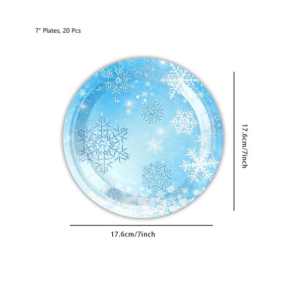 jovivante 80pcs snowflake disposable dinnerware set, blue winter theme, perfect for holiday parties, christmas, and winter celebrations