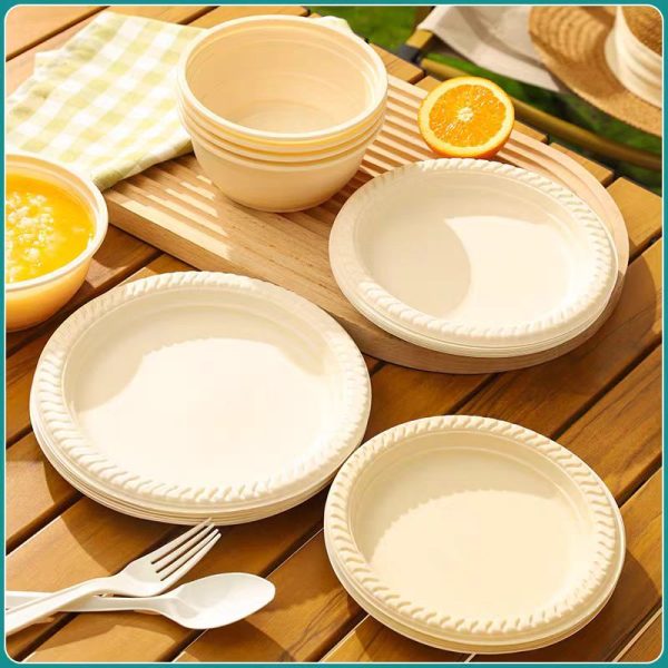 jovivante 9 inch disposable paper plates, pack of 50, sturdy and eco friendly, ideal for parties, picnics, bbqs, camping, and everyday use