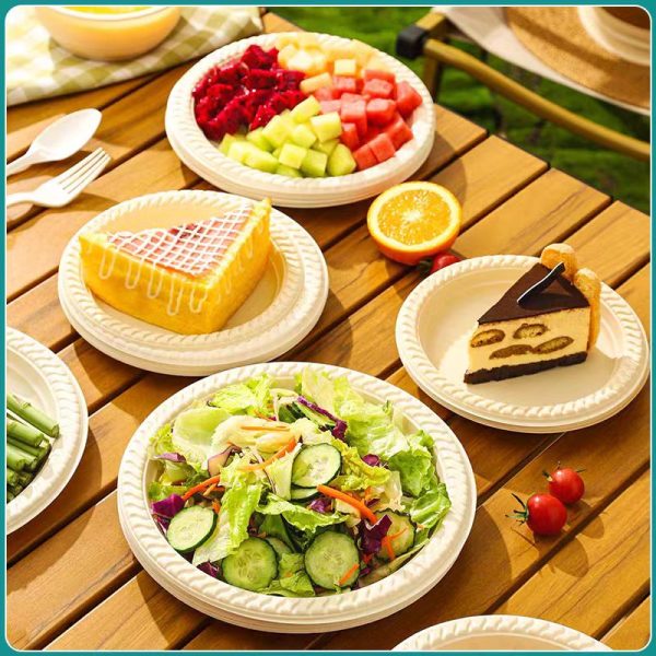 jovivante 9 inch disposable paper plates, pack of 50, sturdy and eco friendly, ideal for parties, picnics, bbqs, camping, and everyday use